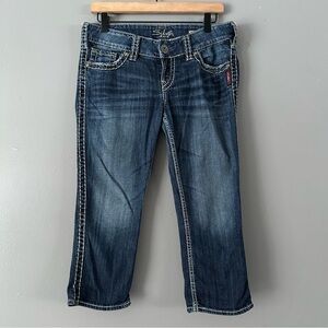 Silver Jeans McKenzie Capri Thick Stitch | Dark‎ Wash